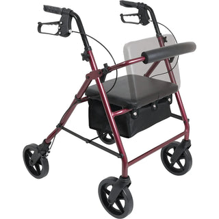 Drive DeVilbiss Healthcare ProBasics RLA8BG 4 Wheel Rollator, Deluxe Burgundy Adjustable Height