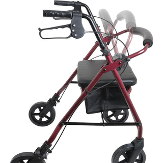 Drive DeVilbiss Healthcare ProBasics RLA8BG 4 Wheel Rollator, Deluxe Burgundy Adjustable Height