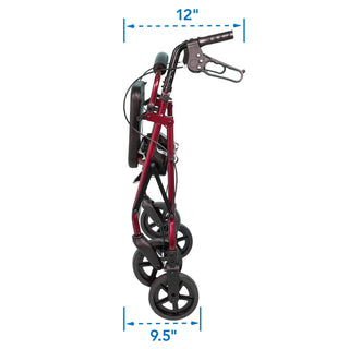 Drive DeVilbiss Healthcare ProBasics RLA8BG 4 Wheel Rollator, Deluxe Burgundy Adjustable Height