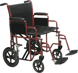 Drive Medical 10952B Bariatric Transport Wheelchair 20 Red Frame
