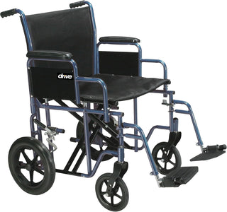 Black and blue wheelchair with 'Drive' branding on a white background