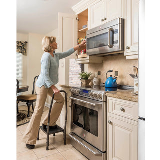 Drive Medical 13031-1SV Step Stool with Handrail Silver Vein, 300 lbs Capacity