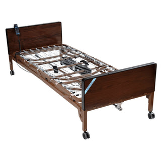 Drive Medical 15033BV-PKG-1-T Delta Ultra-Light 1000 Full-Electric Bed Package with Half Rails and TSS Mattress