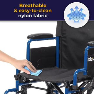 Drive Medical 20949 Blue Streak Lightweight Wheelchair 16" Flip-Back Desk Arms