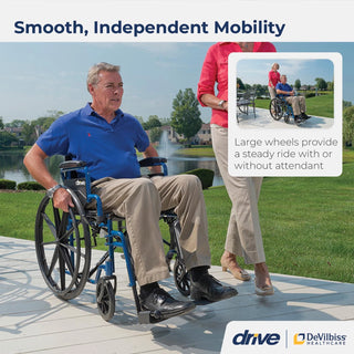 Drive Medical 20953 Blue Streak Lightweight Wheelchair 20" Flip-Back Desk Arms
