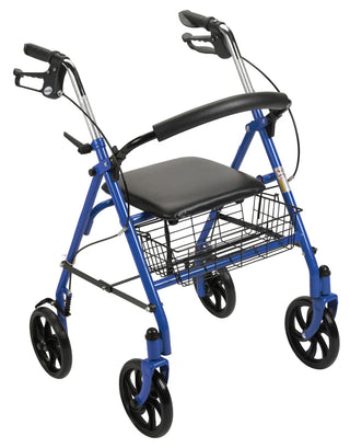 Drive DeVilbiss Healthcare 10257BL-1 4 Wheel Rollator, Blue, Folding Steel Frame