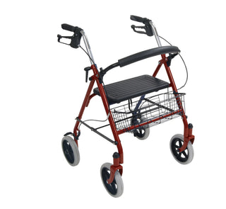Drive DeVilbiss Healthcare 10257RD-1 4 Wheel Rollator, Red, Folding Steel Frame