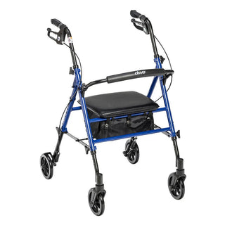 Drive DeVilbiss Healthcare 10261BL 4 Wheel Rollator Adjustable Height/Folding Aluminum Frame, Blue