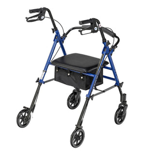 Drive DeVilbiss Healthcare 10261BL 4 Wheel Rollator Adjustable Height/Folding Aluminum Frame, Blue