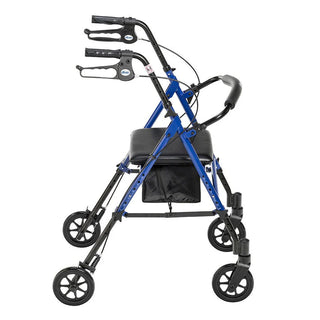 Drive DeVilbiss Healthcare 10261BL 4 Wheel Rollator Adjustable Height/Folding Aluminum Frame, Blue