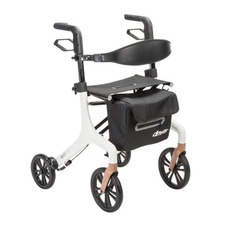 Drive DeVilbiss Healthcare 10277WT AeroWalk Ultra-Lite White Aluminum Frame 4 Wheel Rollator
