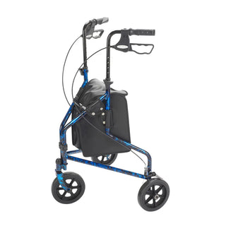 Drive DeVilbiss Healthcare 10289BL Deluxe 3 Wheel Rollator, Flame Blue, Adjustable Height