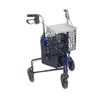 Drive DeVilbiss Healthcare 10289BL Deluxe 3 Wheel Rollator, Flame Blue, Adjustable Height