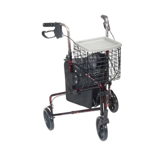 Drive DeVilbiss Healthcare 10289RD Deluxe 3 Wheel Rollator, Flame Red, Adjustable Height