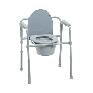 Drive DeVilbiss Healthcare 11148-1 Fixed Arms Steel Frame Back Bar Commode Chair, 350 lbs