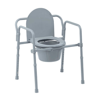 Drive DeVilbiss Healthcare 11148CE-4 Competitive Edge Fixed Arms Steel Frame Back Bar 3-in-1 Commode Chair