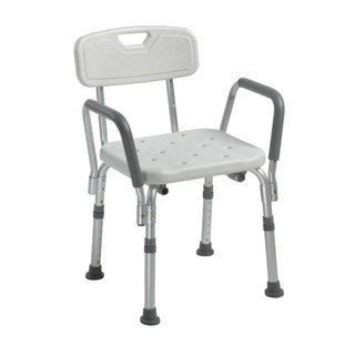 Drive DeVilbiss Healthcare 12445KD-1 Padded Removable Arms Aluminum Frame With Backrest Bath Bench 