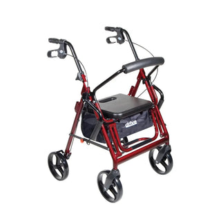 Drive DeVilbiss Healthcare 795BU 4 Wheel Duet Rollator / Transport Chair, Burgundy, Adjustable Height