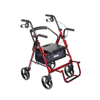 Drive DeVilbiss Healthcare 795BU 4 Wheel Duet Rollator / Transport Chair, Burgundy, Adjustable Height