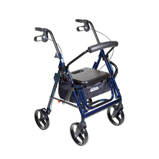 Drive DeVilbiss Healthcare 795B 4 Wheel Duet Rollator / Transport Chair, Blue, Adjustable Height