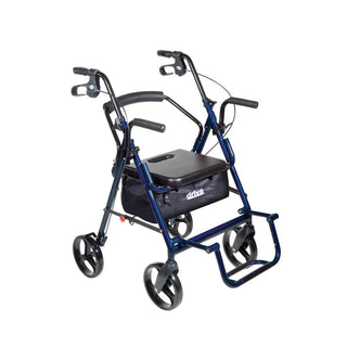 Drive DeVilbiss Healthcare 795B 4 Wheel Duet Rollator / Transport Chair, Blue, Adjustable Height
