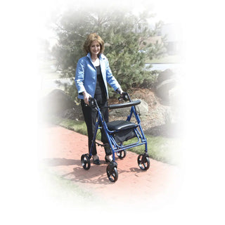 Drive DeVilbiss Healthcare 795B 4 Wheel Duet Rollator / Transport Chair, Blue, Adjustable Height