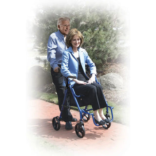 Drive DeVilbiss Healthcare 795B 4 Wheel Duet Rollator / Transport Chair, Blue, Adjustable Height