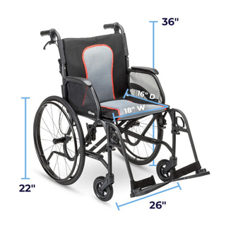 Drive DeVilbiss Healthcare AF18FDABK-SF AeroFly Ultra-Lite Lightweight Wheelchair, 250 lbs. 