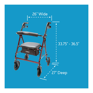 Drive DeVilbiss Healthcare Carex FGA22200 0000 4 Wheel Rollator, Adjustable Height, Burgundy