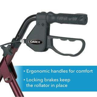 Drive DeVilbiss Healthcare Carex FGA22200 0000 4 Wheel Rollator, Adjustable Height, Burgundy