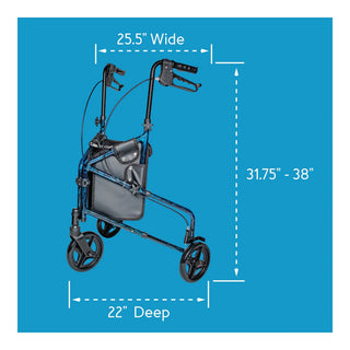 Drive DeVilbiss Healthcare FGA33300 0000 Carex 3 Wheel Rollator, Marbled Blue Adjustable Height