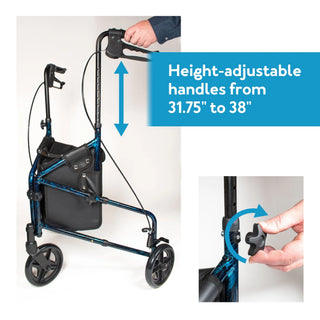 Drive DeVilbiss Healthcare FGA33300 0000 Carex 3 Wheel Rollator, Marbled Blue Adjustable Height
