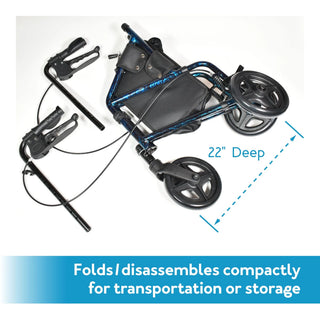 Drive DeVilbiss Healthcare FGA33300 0000 Carex 3 Wheel Rollator, Marbled Blue Adjustable Height