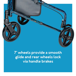 Drive DeVilbiss Healthcare FGA33300 0000 Carex 3 Wheel Rollator, Marbled Blue Adjustable Height