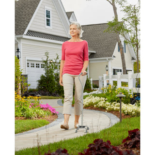 Drive DeVilbiss Healthcare FGA758C0 0000 Carex Small Base Quad Offset Cane, Silver, 250 lbs