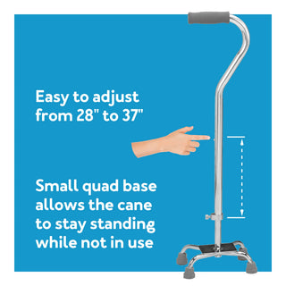 Drive DeVilbiss Healthcare FGA758C0 0000 Carex Small Base Quad Offset Cane, Silver, 250 lbs