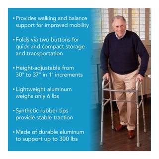 Drive DeVilbiss Healthcare FGA86900 0000 Carex Dual Release Folding Walker  Adjustable Height, 300 lbs