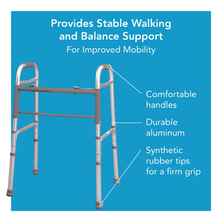Drive DeVilbiss Healthcare FGA86900 0000 Carex Dual Release Folding Walker  Adjustable Height, 300 lbs