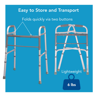Drive DeVilbiss Healthcare FGA86900 0000 Carex Dual Release Folding Walker  Adjustable Height, 300 lbs