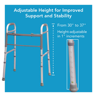 Drive DeVilbiss Healthcare FGA86900 0000 Carex Dual Release Folding Walker  Adjustable Height, 300 lbs