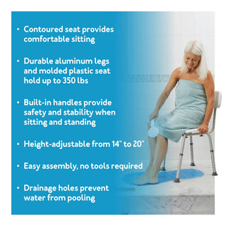 Drive DeVilbiss Healthcare FGB75300 0000 Carex Without Arms Aluminum Frame With Backrest Bath Bench, 3/CS