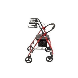 Drive DeVilbiss Healthcare R800KD 4 Wheel Rollator Blue Adjustable Height/Folding Steel Frame Red