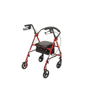 Drive DeVilbiss Healthcare R800KD 4 Wheel Rollator Blue Adjustable Height/Folding Steel Frame Red
