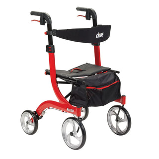 Drive DeVilbiss Healthcare RTL10266 4 Wheel Rollator Nitro Red Adjustable Height-Folding Aluminum Frame