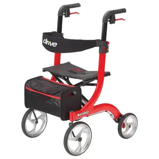 Drive DeVilbiss Healthcare RTL10266 4 Wheel Rollator Nitro Red Adjustable Height-Folding Aluminum Frame