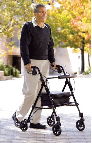 Drive DeVilbiss Healthcare Step N Rest FGA22300 0000 Dark Blue 4 Wheel Rollator, 250 lbs.