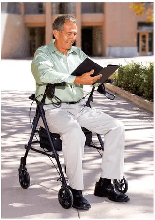 Drive DeVilbiss Healthcare Step N Rest FGA22300 0000 Dark Blue 4 Wheel Rollator, 250 lbs.
