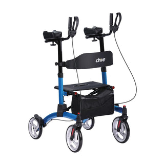 Drive DeVilbiss Healthcare UPWKRBL10 4 Wheel Rollator Upright Blue Adjustable Height Aluminum 