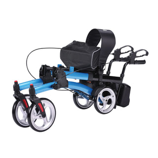 Drive DeVilbiss Healthcare UPWKRBL10 4 Wheel Rollator Upright Blue Adjustable Height Aluminum 