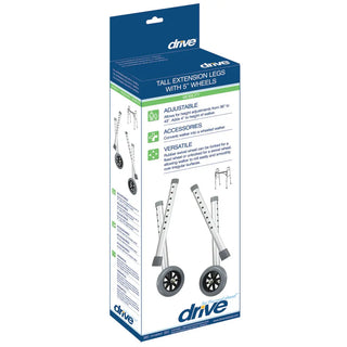 Drive Medical 10108WC Extended Height Walker Wheels and Legs Combo Pack, 5" Wheels, 1 Pair, 350 lbs Weight Capacity